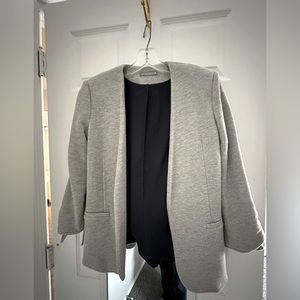 Olivia Moon gray blazer with tie sleeves